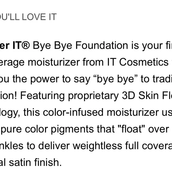 IT Cosmetics Bye Bye Foundation Full Coverage Moisturizer SPF 50 X2 EXPIRED 9/24 - Picture 5 of 7